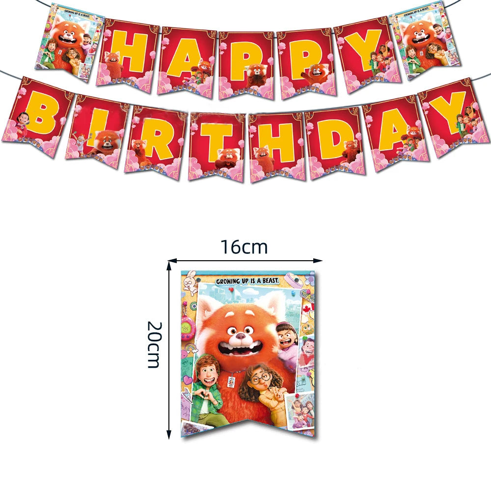 Disney Turning Red Party Supplies Paper Napkin Tablecloth Plates Balloons Panda Theme Baby Shower Kids Birthday Party Decoration