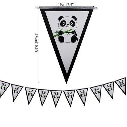 Panda Theme Party Decoration Kids Birthday Party Supplies Cute Panda Disposable Tableware Banner Cookie Bag Baby Shower Decor