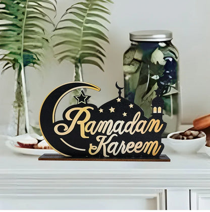 EID Mubarak Decoration Wooden Ornaments Ramadan Decoration 2025 For Home Ramadan Kareem Islamic Muslim Party Eid Al Adha Gifts