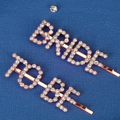 New 2 pieces Silver Bride To Be Rhinestone Word Hair Clips Barrettes Hairpins Small Hairgrips Headwear Hair Styling Accessories