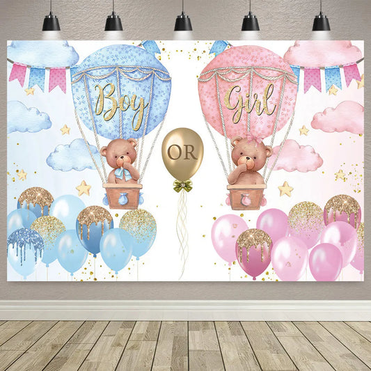Boy Or Girl Gender Reveal Decorations Blue Or Pink Polka Dot Balloons Party Backdrop Gender Reveal Background Banner Supplies