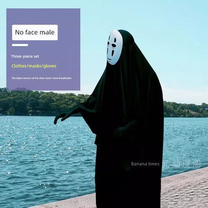 Qianhe Qianxun Faceless Male Cos Costume Comic Exhibition Cosplay Halloween Children Adult Clothes Miyazaki Anime