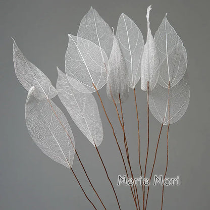 Home Decoration Lucency Leaves Natural Leaf Vein Immortal Artificial Flowers Wedding Table Decoration Wire Stem