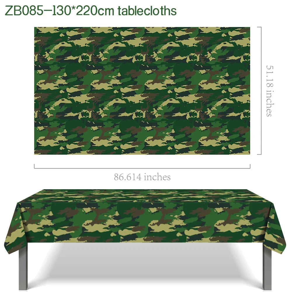 Military Party Decoration Set Camouflage Netting Tableware 4D Tank Balloon Camo Army Soldier Armored Vehicle Kids Birthday Gifts
