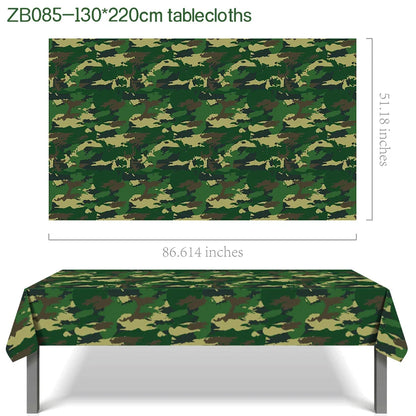 Military Party Decoration Set Camouflage Netting Tableware 4D Tank Balloon Camo Army Soldier Armored Vehicle Kids Birthday Gifts
