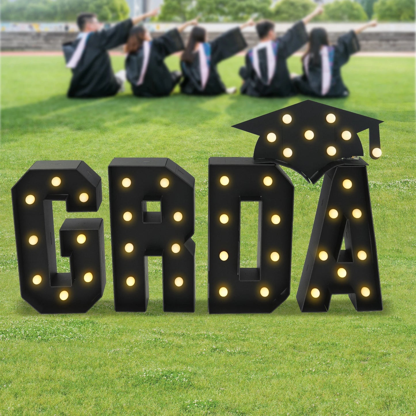 70cm GRAD Light Up Letters,Graduation Decoration LED Letter Lights,LED Letter Light,Freestanding/Wall-mounted