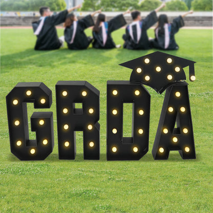 70cm GRAD Light Up Letters,Graduation Decoration LED Letter Lights,LED Letter Light,Freestanding/Wall-mounted