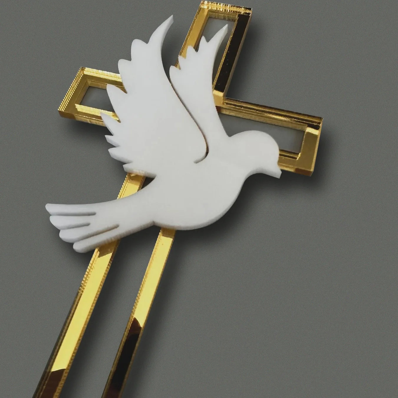 Gold Peace Dove Cross Cake Toppers Holy Communion Baptist Party Decorative Cake Insert for The First Communion Party Supplies