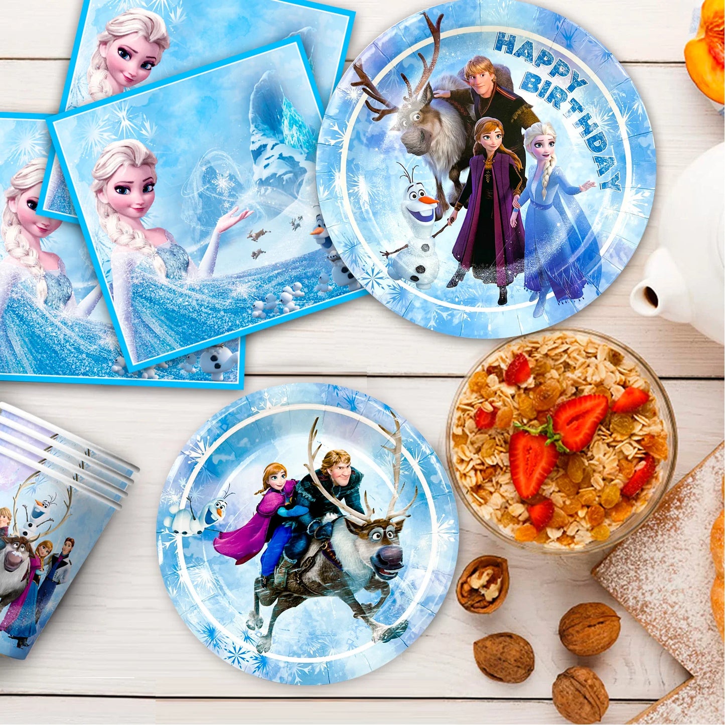 Frozen Theme Party Supplies,Frozen Birthday Party Tableware-161pcs Frozen Party Supplies-Frozen Plates Napkin Cup Tablecloth