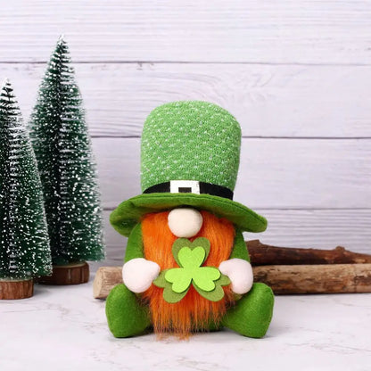 funny St Patricks Day Gnomes Green Leprechaun Faceless Dwarf Doll Shamrock Tiered Tray Decor Shamrock Holiday Ornament supplies