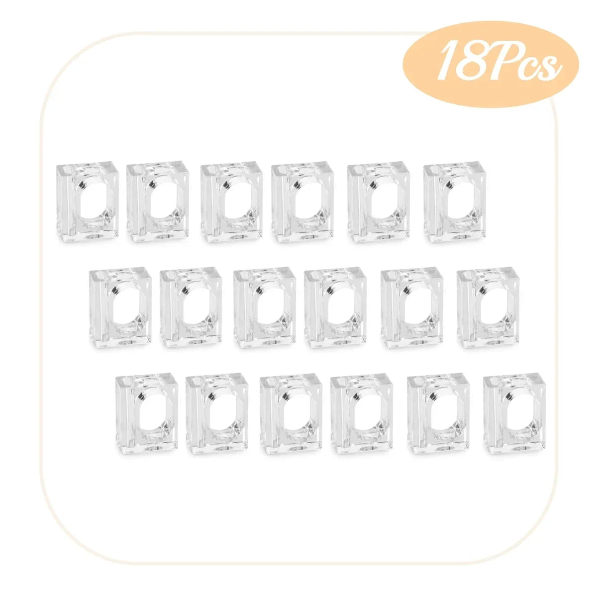 4-24Pcs Acrylic Napkin Rings Flower Vase Napkin Holders Clear Square Napkin Rings Bulk for Wedding Party Banquet Table Decor