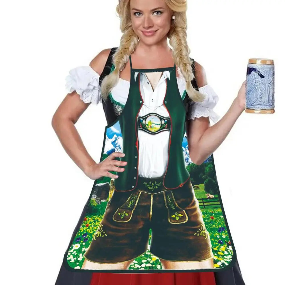 Funny Apron Super Muscle Kitchen Man Women Cooking Aprons Oktoberfest Bavarian Apron Adult Cozinha Tablier Cuisine Pinafore