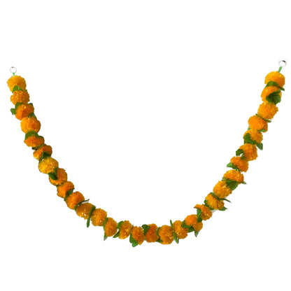 2 Pcs Marigold Flower Garland with бо Flowers for Diwali Mexican Dia de los Muertos DIY Wreath Day of The Dead Decor Party