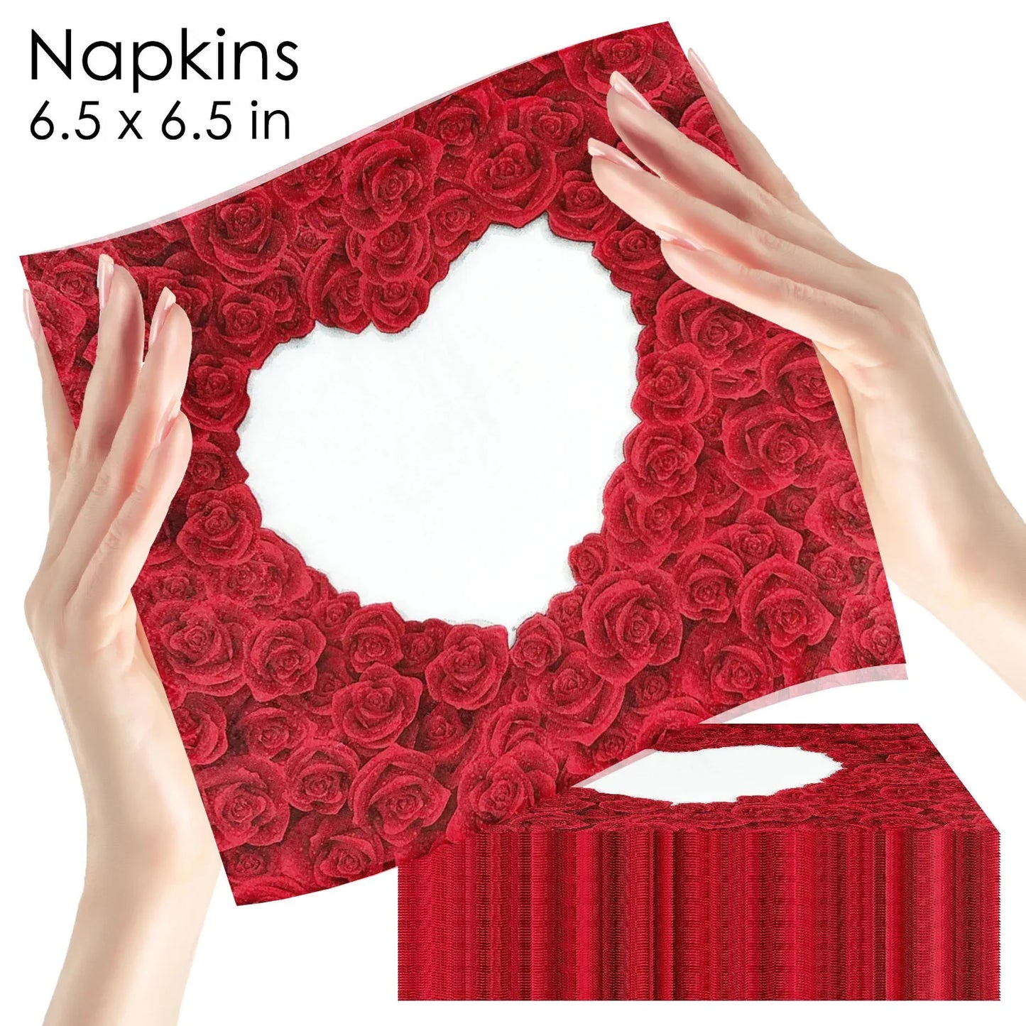 Valentine's Day Rose Heart Coloured Printed Napkins Proposal Engagement Party Tissue Paper Food Grade 2 Ply Unscented Napkins