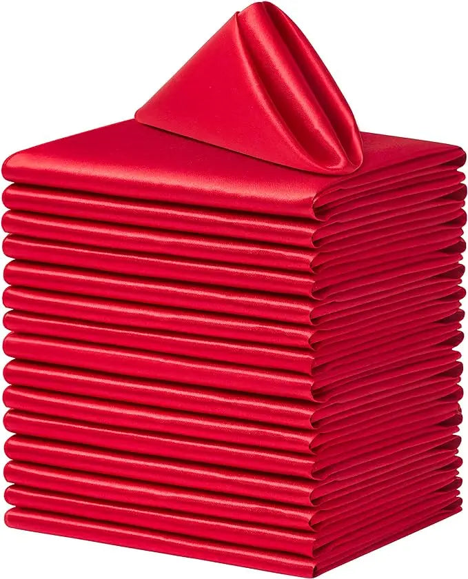 100PCS 30*30cm Satin Napkin Square Washable Soft Smooth Fabric Table Napkin for Wedding Banquet Party Hotel Restaurant Decor