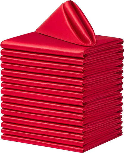 100PCS 30*30cm Satin Napkin Square Washable Soft Smooth Fabric Table Napkin for Wedding Banquet Party Hotel Restaurant Decor