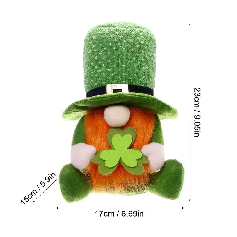 funny St Patricks Day Gnomes Green Leprechaun Faceless Dwarf Doll Shamrock Tiered Tray Decor Shamrock Holiday Ornament supplies