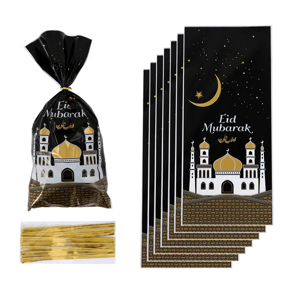 Eid Mubarak Gift Bags Plastic Candy Cookie Bag Ramadan Kareem Decoration 2025 Islamic Muslim Party Supplies Eid Gifts