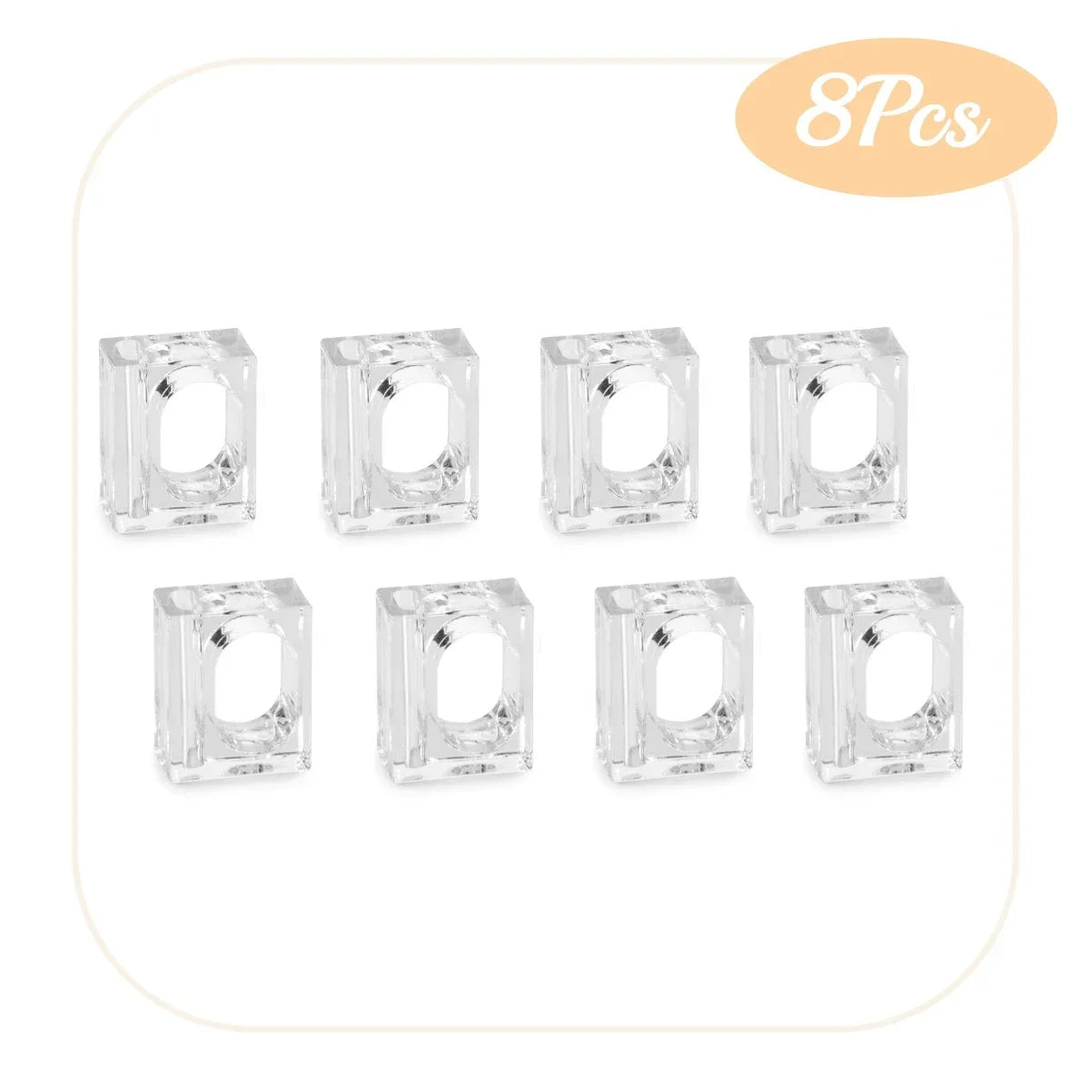 4-24Pcs Acrylic Napkin Rings Flower Vase Napkin Holders Clear Square Napkin Rings Bulk for Wedding Party Banquet Table Decor