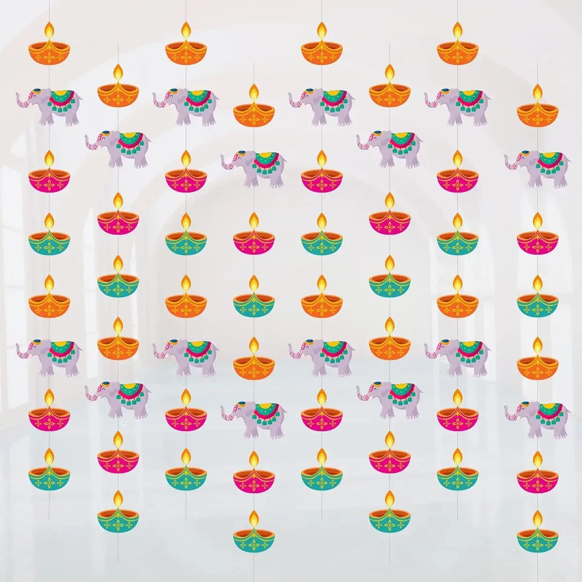Happy Diwali Festival Hanging Flower wreath Lighting Decoration Door Curtain Flowing Light Indoor and Outdoor Hanging Decoration