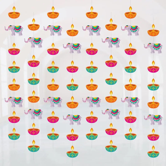 Happy Diwali Festival Hanging Flower wreath Lighting Decoration Door Curtain Flowing Light Indoor and Outdoor Hanging Decoration