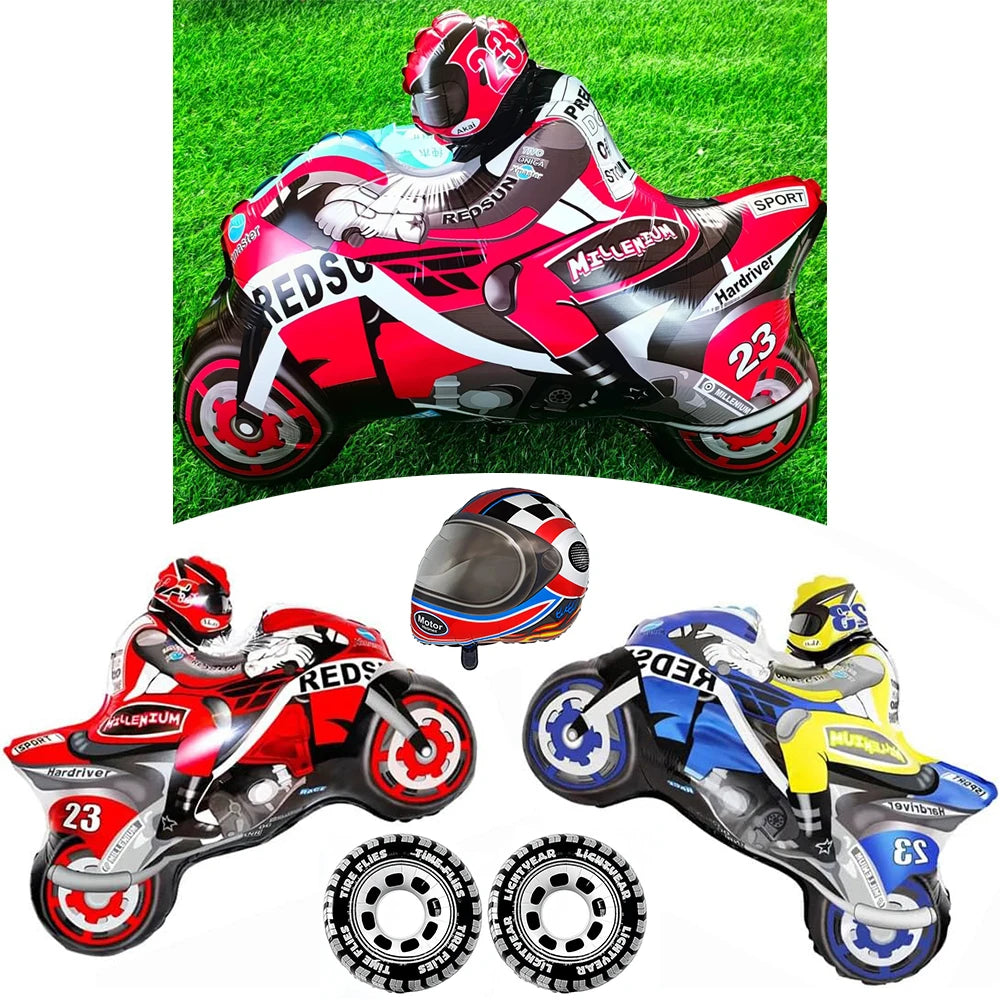 Motocross Dirt Bike Birthday Party Banner Cake Topper Foil Motorcycle Balloon for Boy Kids Motor Theme Party Decoration Supplies