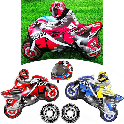 Motocross Dirt Bike Birthday Party Banner Cake Topper Foil Motorcycle Balloon for Boy Kids Motor Theme Party Decoration Supplies