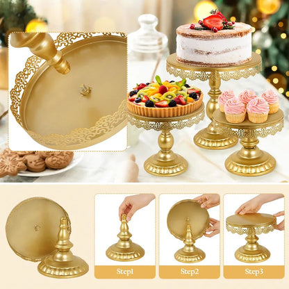 6 Pcs Gold Metal Cake Holder Set,Circular Cupcake Holder,Christmas Decoration Dessert Table,Donut plate，Wedding, Birthdayparty