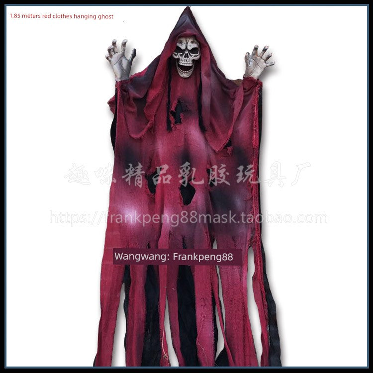 New Voice-Controlled Skull Hanging Ghost Halloween Haunted House Secret Room Props Bar KTV Set Decoration Pendant Horror