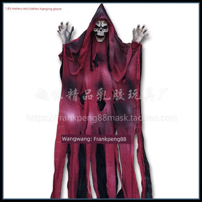 New Voice-Controlled Skull Hanging Ghost Halloween Haunted House Secret Room Props Bar KTV Set Decoration Pendant Horror