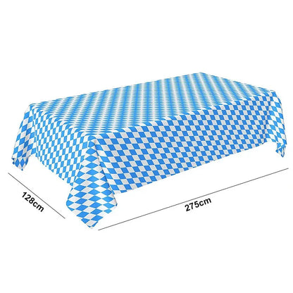 German Beer Festival Decor Blue White Table Cover Oktoberfest  Disposable Tablecloth Bavarian Flag Check Home Party Supplies