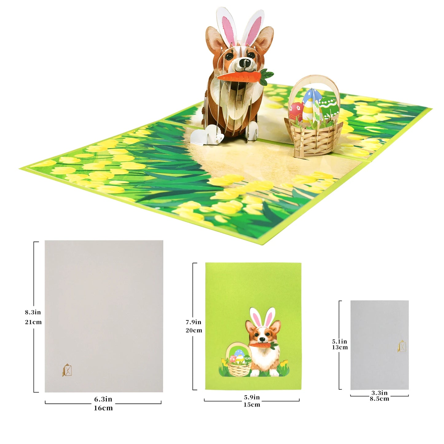 Happy Easter Pop Up Card - 3D Bunny Egg Flowers Basket Greeting Card for Easter