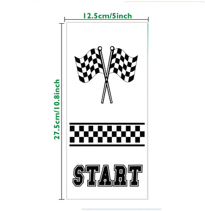 10-50pcs Race Car Cellophane Candy Bags Checkered Racing Flag Treat Bags Goodie Bags Racing Car Themed Birthday Party Supplies