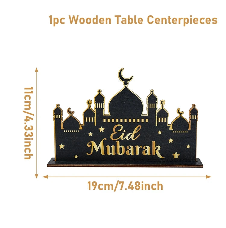 EID Mubarak Decoration Wooden Ornaments Ramadan Decoration 2025 For Home Ramadan Kareem Islamic Muslim Party Eid Al Adha Gifts