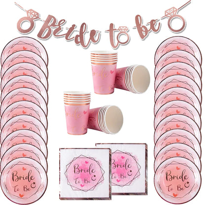 Bride to Be Disposable Tableware Set Plate Cup Napkins Decor Bachelorette Party Hen Night Bridal Shower Decorations Supplies