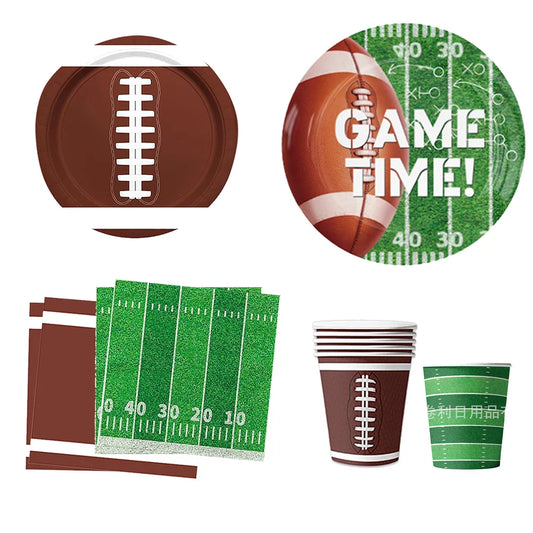 American Football and Rugby Party Disposable Tableware Napkins Paper Plates Cups Children Boys Birthday Party Decor Supplies