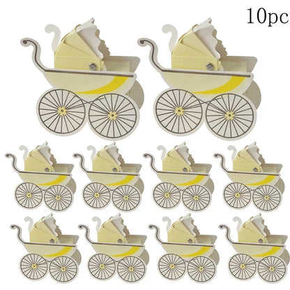 10pcs Babyshower Candy Box Creative Pink Blue Baby Carriage Candy Boxes It's a Boy Or Girl Party Decor Candy Packaging Box