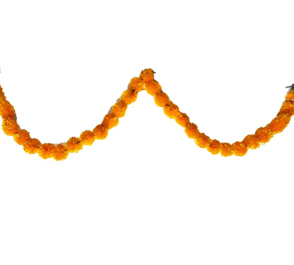 2 Pcs Marigold Flower Garland with бо Flowers for Diwali Mexican Dia de los Muertos DIY Wreath Day of The Dead Decor Party