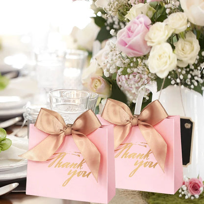 5/10pcs Thank You Candy Box With Ribbon Small Gift Packing Bag For Christmas Wedding Baby Shower Birthday Party gift for guests