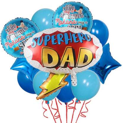 11pcs/Set Best DAD Trophy Spanish Happy Father's Day Foil Balloons English Mother's Day Party Decoration Latex Air Globos Gifts