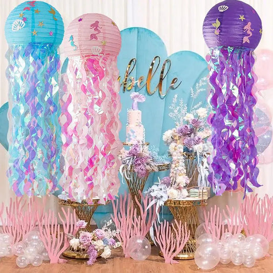 Mermaid Party Decorations Litte Mermaid Jellyfish Paper Lantern Under the Sea Party Decor Girl Babyshower Mermaid Birthday Decor