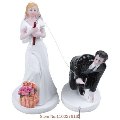 Cake Toppers Dolls Bride and Groom Figurines Funny Wedding Cake Toppers Stand Topper Decoration Supplies Marry Figurine