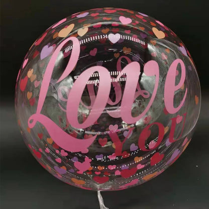 5/10/30pcs LOVE Heart Printed Bubble Balloon 20inch Transparent Bobo Balloon Wedding Birthday Party Valentine's Day Decoration