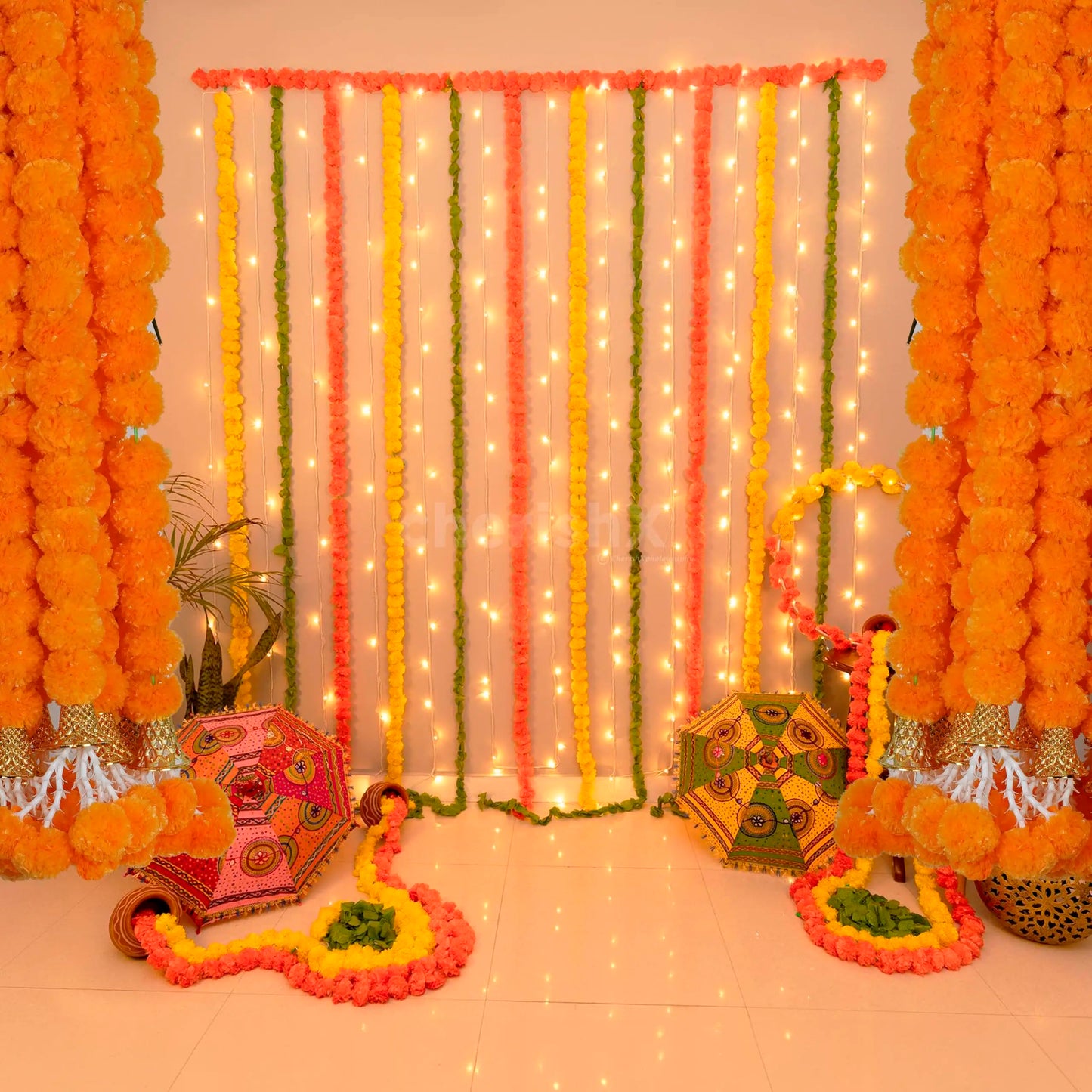 5-50pcs Marigold Flower Garlands Artificial Flower Garland for Indian Décor,Pooja, Diwali, Fiesta Day of The Dead, Mexican Party
