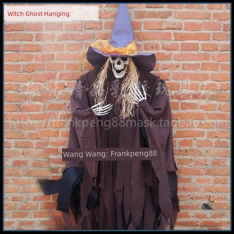 New Voice-Controlled Skull Hanging Ghost Halloween Haunted House Secret Room Props Bar KTV Set Decoration Pendant Horror
