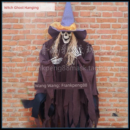 New Voice-Controlled Skull Hanging Ghost Halloween Haunted House Secret Room Props Bar KTV Set Decoration Pendant Horror