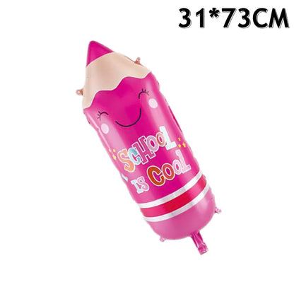 1PCS School Classroom Layout Decoration Balloon Stationery Cartoon Shape Aluminum Film Balloon Bag Pencil Balloon