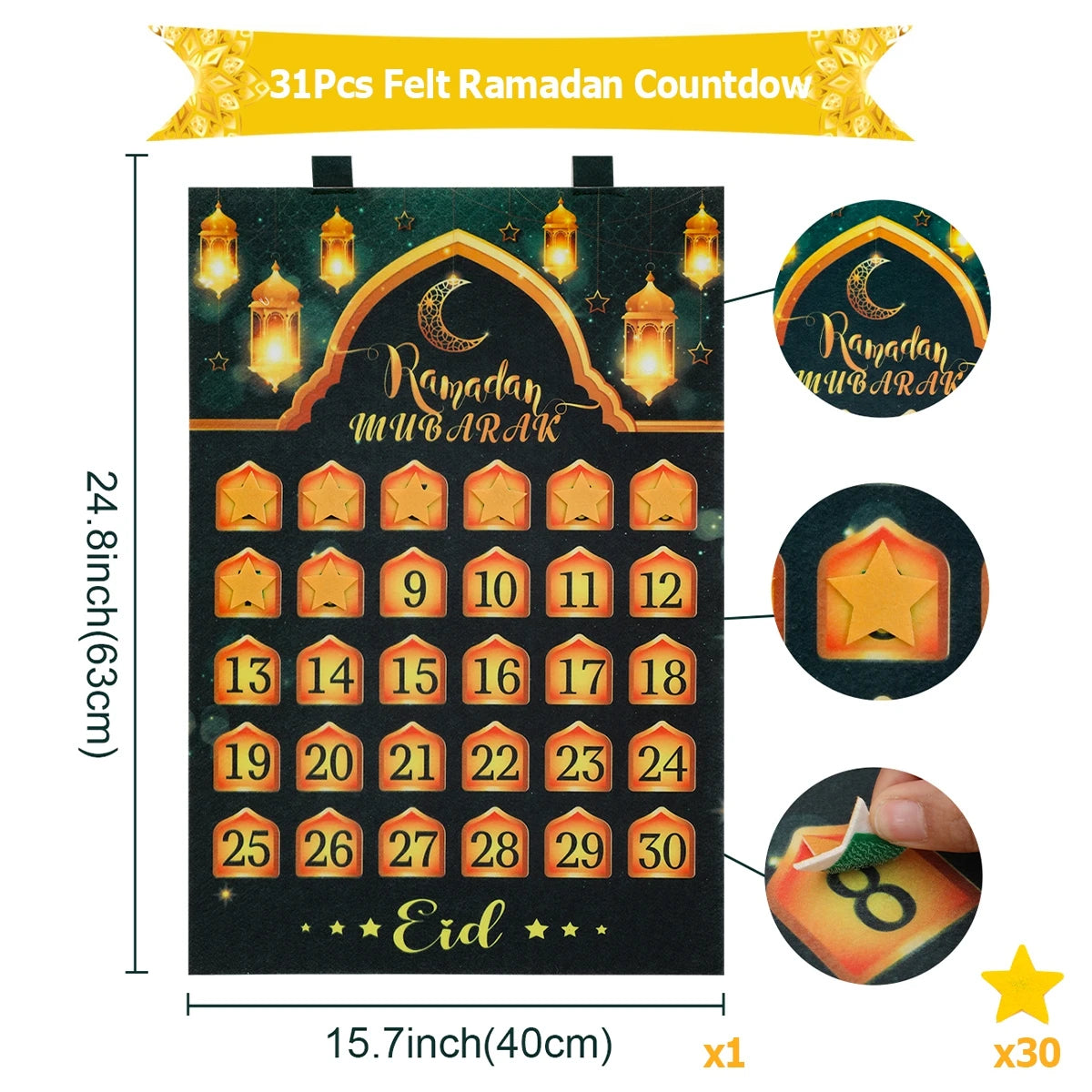 Ramadan Countdown Felt Calendar Eid Mubarak Decorations For Home Islamic Muslim Party Decor Ramadan Kareem Eid Al Adha Kid Gifts