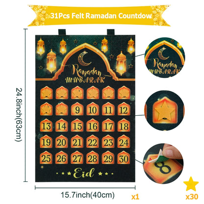Ramadan Countdown Felt Calendar Eid Mubarak Decorations For Home Islamic Muslim Party Decor Ramadan Kareem Eid Al Adha Kid Gifts