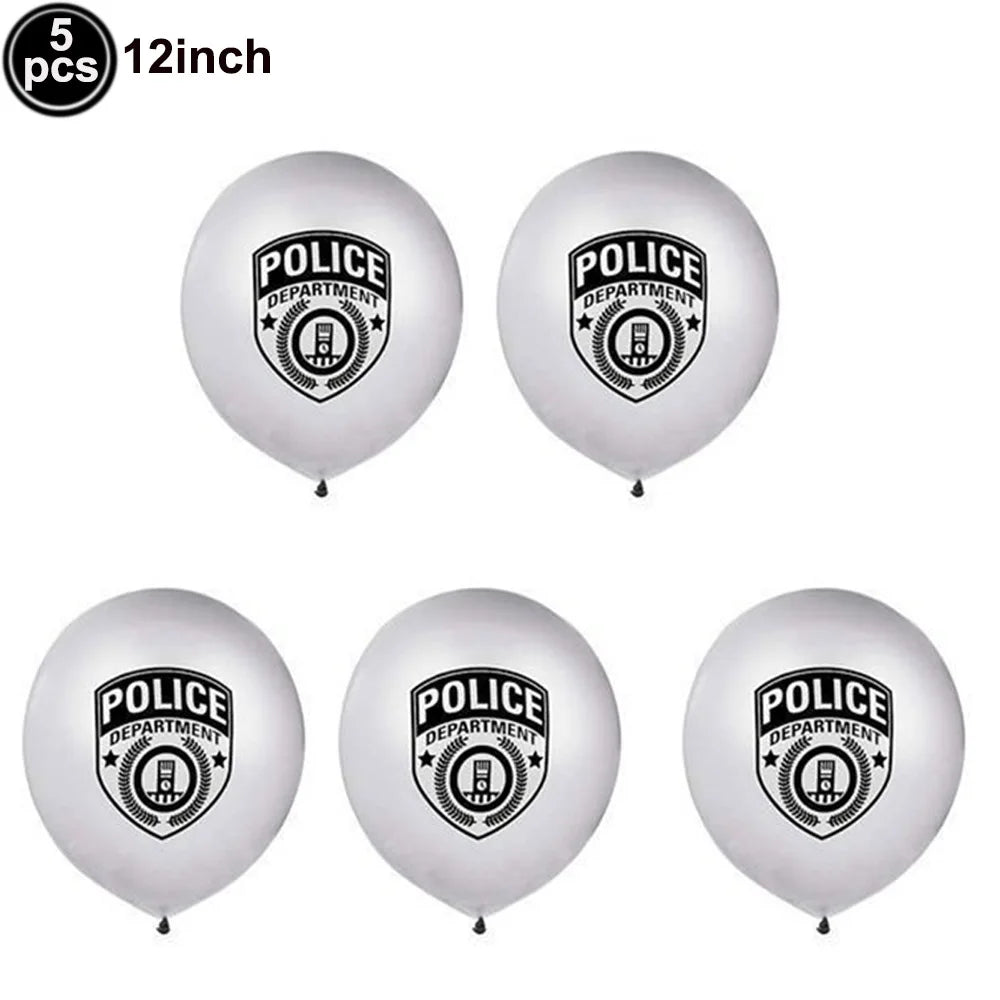 Blue Car Police Truck Foil Balloon Boys Birthday Balloons 4D Standing Balloons Baby Shower Police Themed Birthday Party Decors